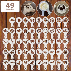 Molde de Desenho Para Cafés, Cappuccinos, Bolos e Tortas - Diversos Kits para Escolher